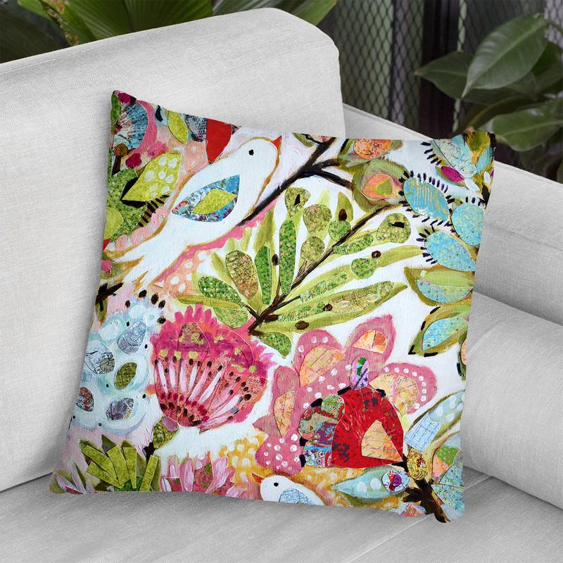 Paper Birds I Throw Pillow By World Art Group