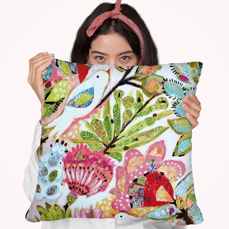 Paper Birds I Throw Pillow By World Art Group