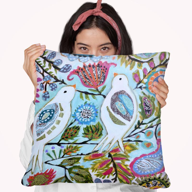 Paper Birds Ii Throw Pillow By World Art Group