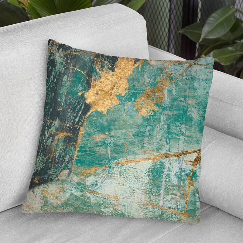 Teal Lace I Throw Pillow By World Art Group