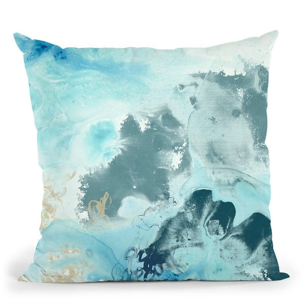 Aqua Wave Form I Throw Pillow By World Art Group