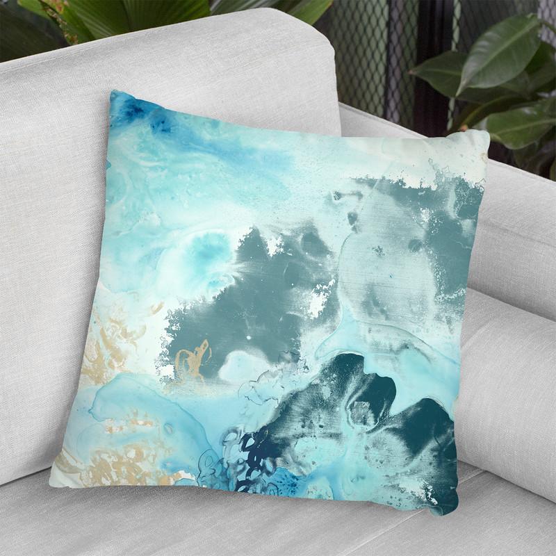 Aqua Wave Form I Throw Pillow By World Art Group