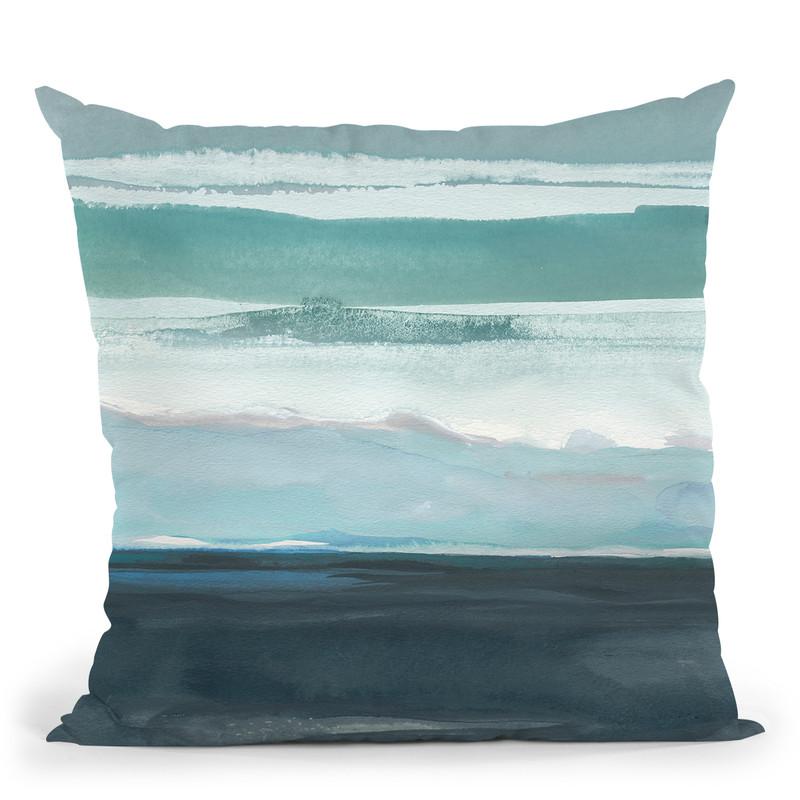 Teal Sea I Throw Pillow By World Art Group
