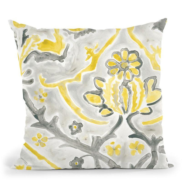 Citron Damask Tile I Throw Pillow By World Art Group