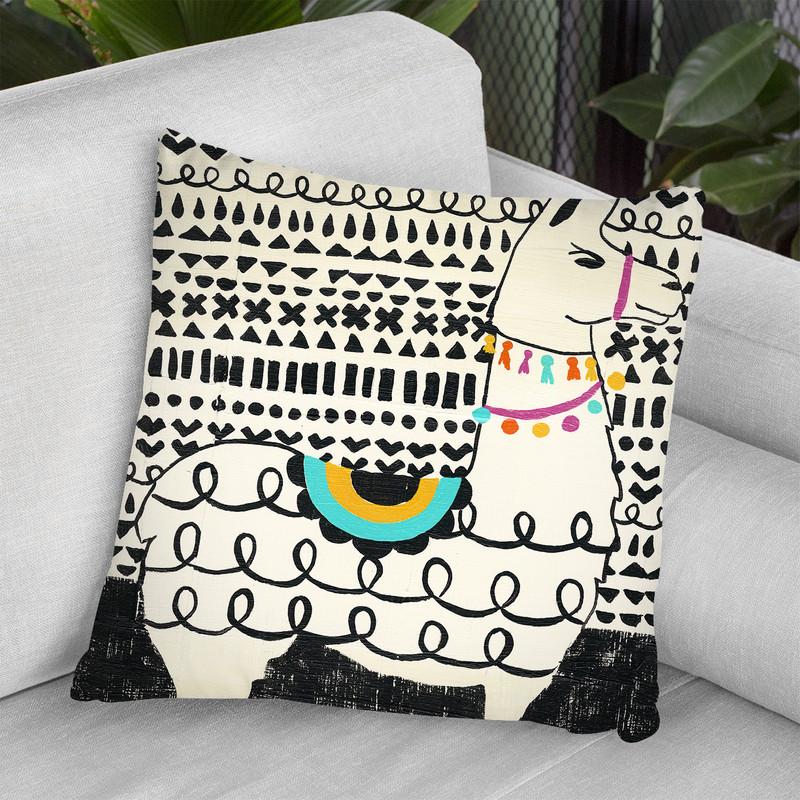 Party Llama I Throw Pillow By World Art Group