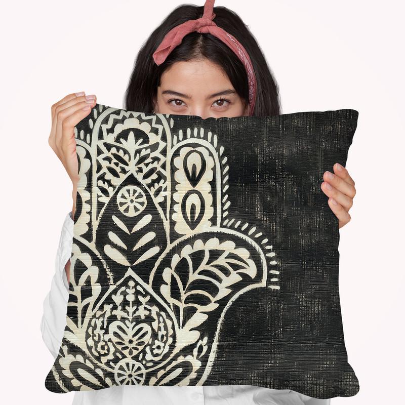 Night Hamsa I Throw Pillow By World Art Group