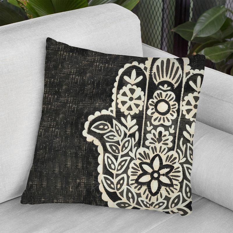 Night Hamsa Ii Throw Pillow By World Art Group