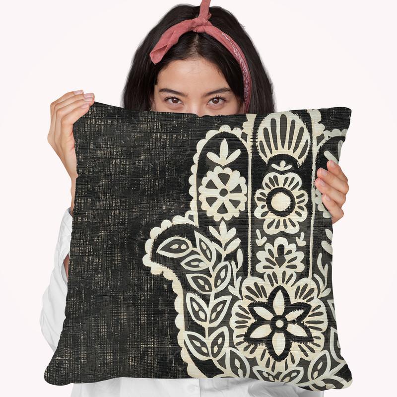 Night Hamsa Ii Throw Pillow By World Art Group