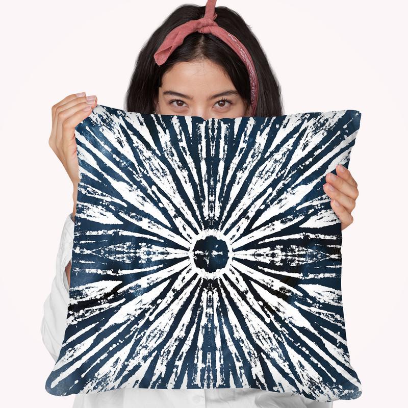 Indigo Ink Motif I Throw Pillow By World Art Group