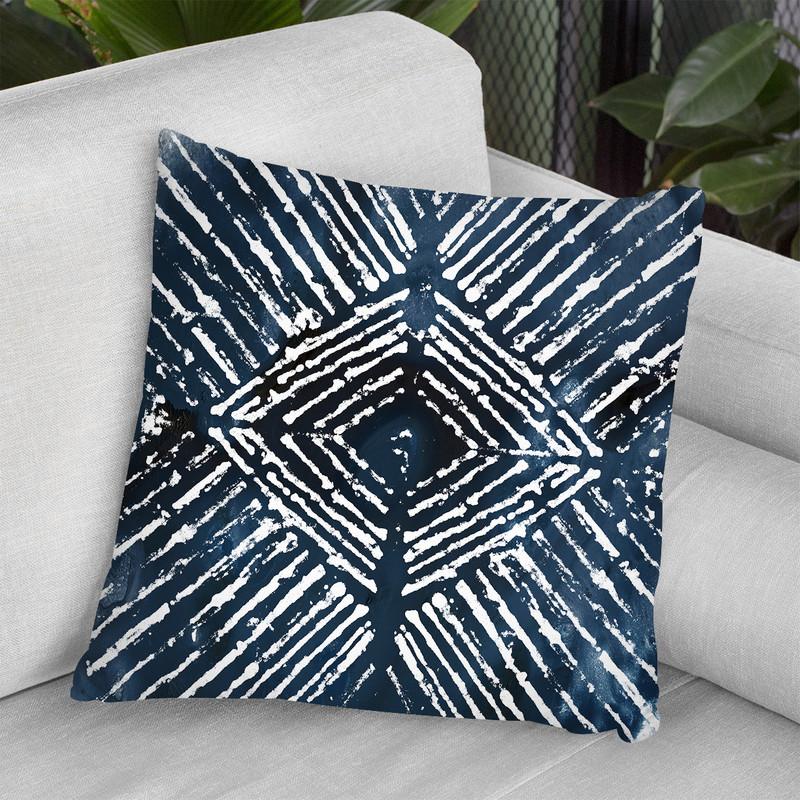 Indigo Ink Motif Iv Throw Pillow By World Art Group