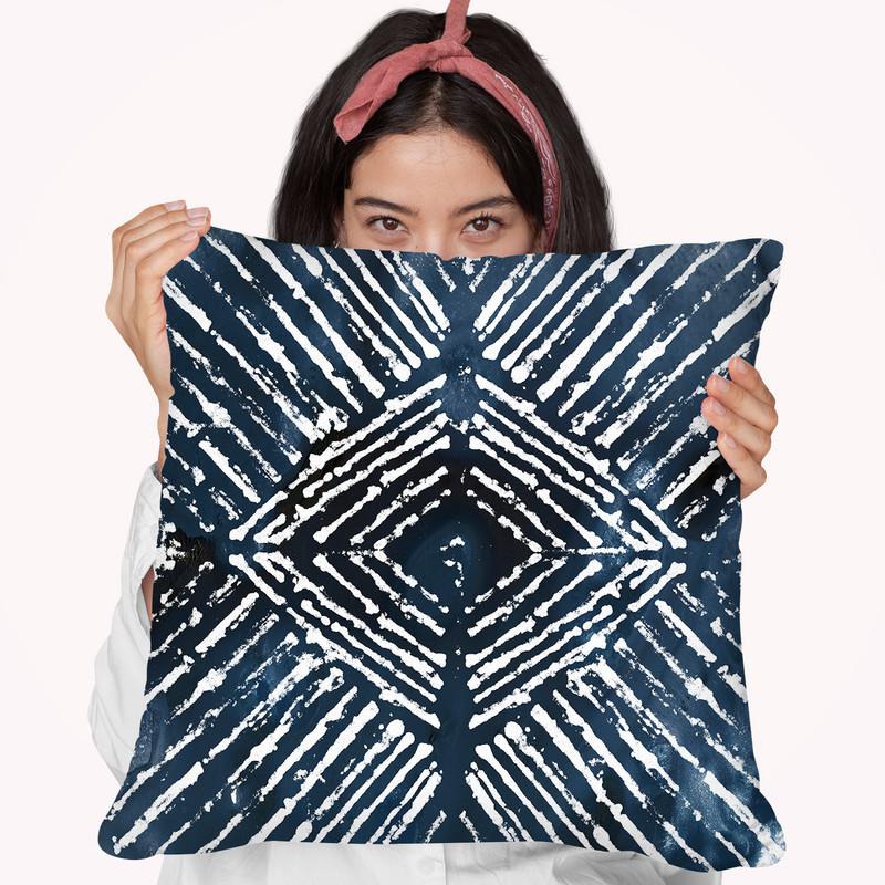 Indigo Ink Motif Iv Throw Pillow By World Art Group