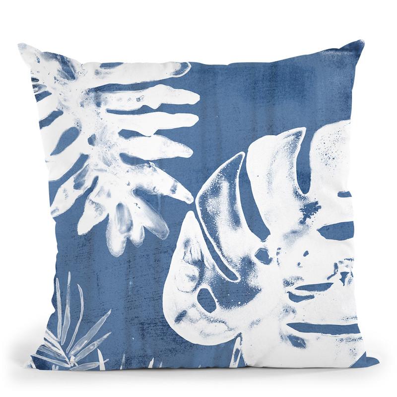 Tropical Indigo Impressions Iv Throw Pillow By World Art Group