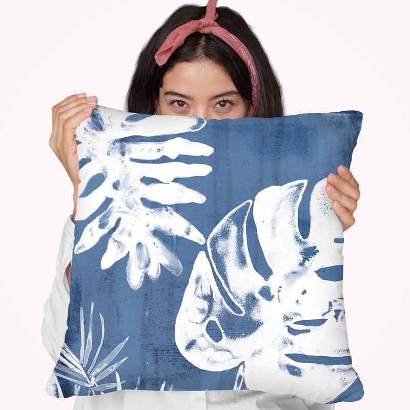Tropical Indigo Impressions Iv Throw Pillow By World Art Group
