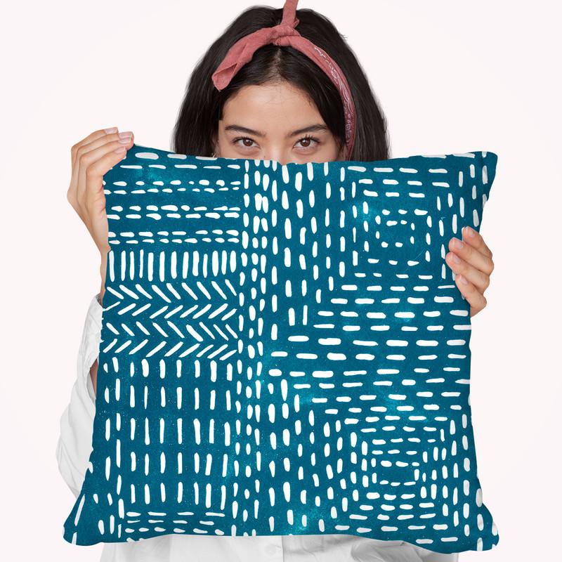 Sashiko Stitches I Throw Pillow By World Art Group