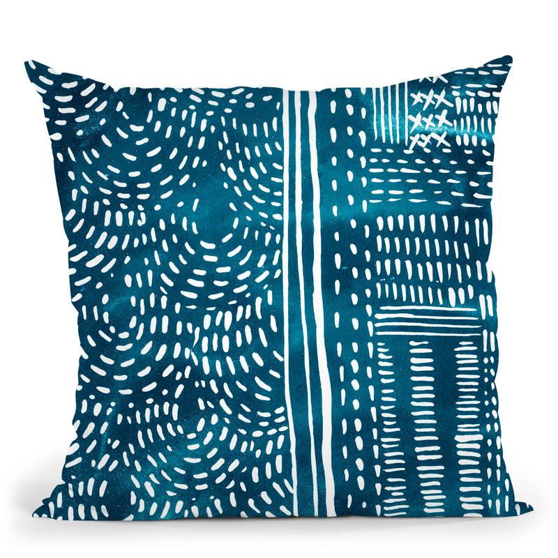 Sashiko Stitches Ii Throw Pillow By World Art Group