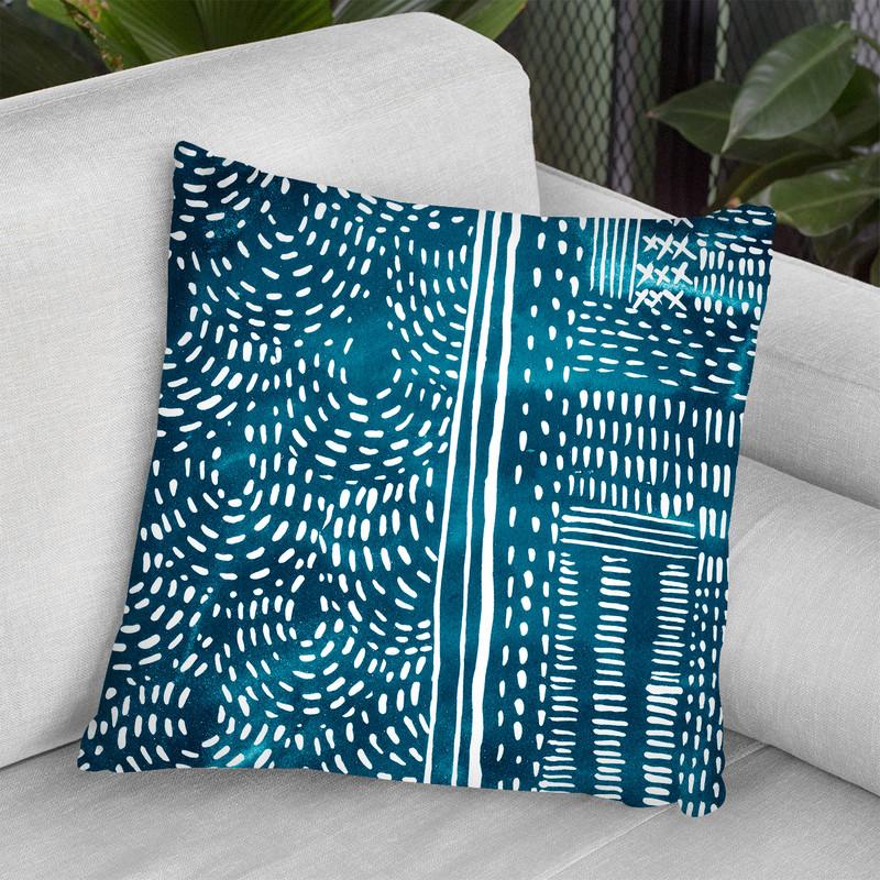 Sashiko Stitches Ii Throw Pillow By World Art Group
