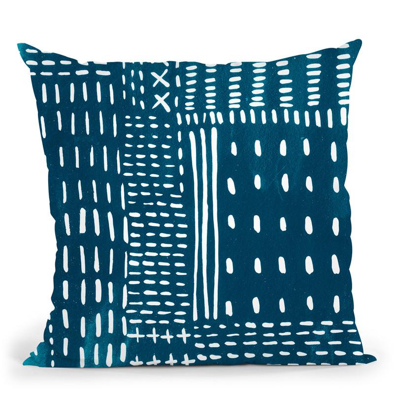 Sashiko Stitches Iii Throw Pillow By World Art Group