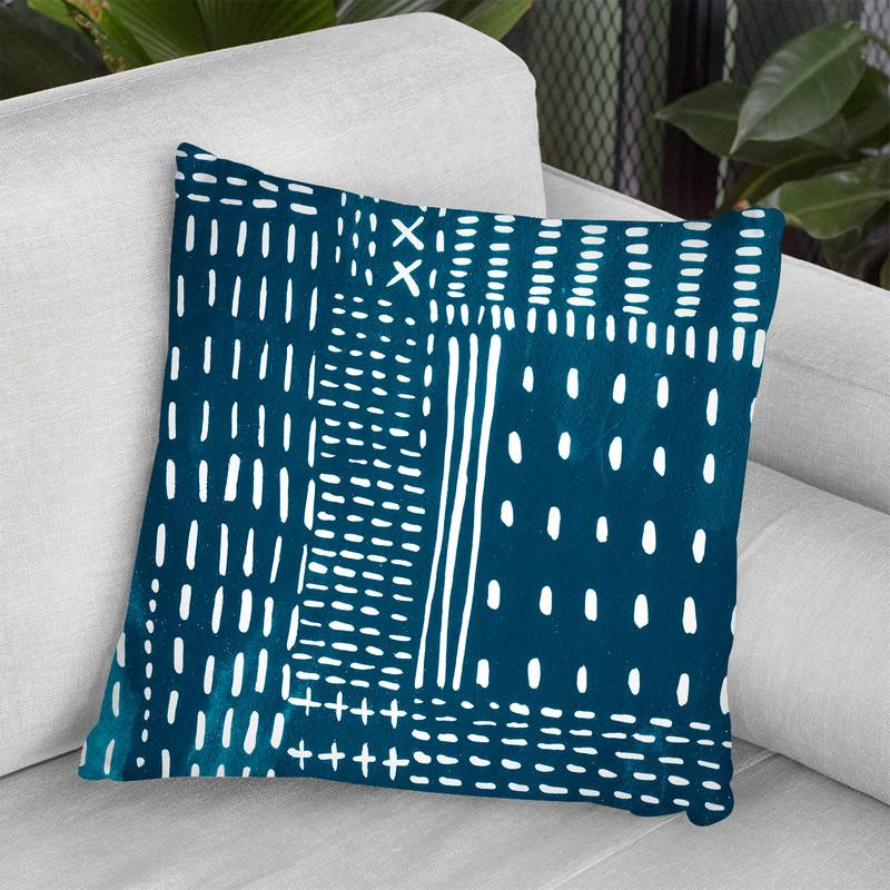 Sashiko Stitches Iii Throw Pillow By World Art Group