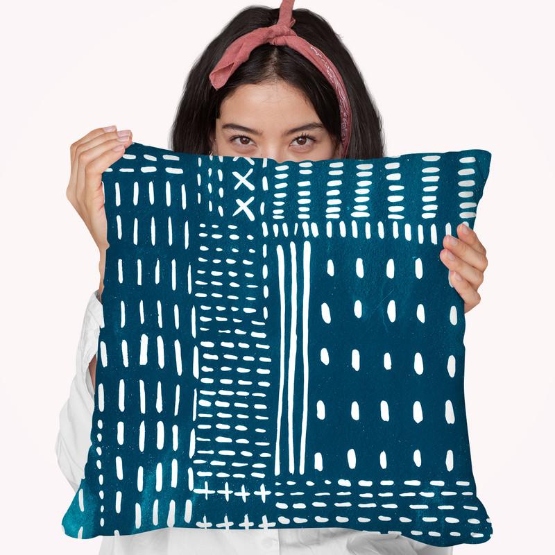 Sashiko Stitches Iii Throw Pillow By World Art Group