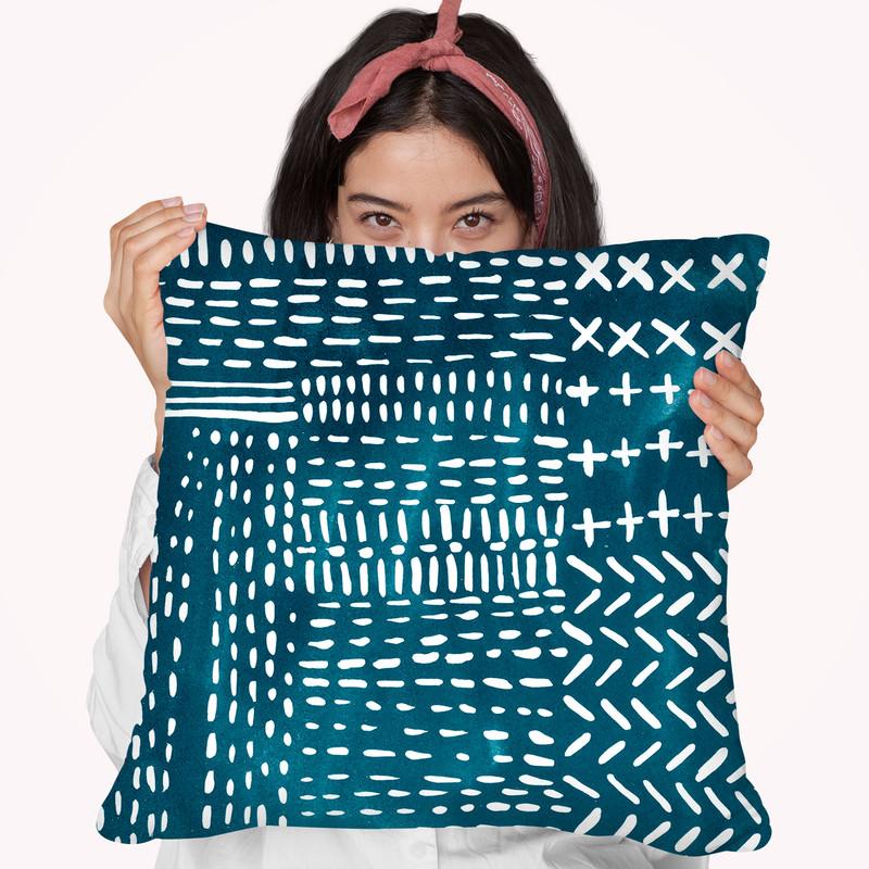 Sashiko Stitches Iv Throw Pillow By World Art Group