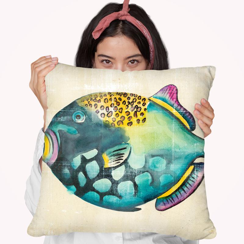Aquarium Fish Iv Throw Pillow By World Art Group