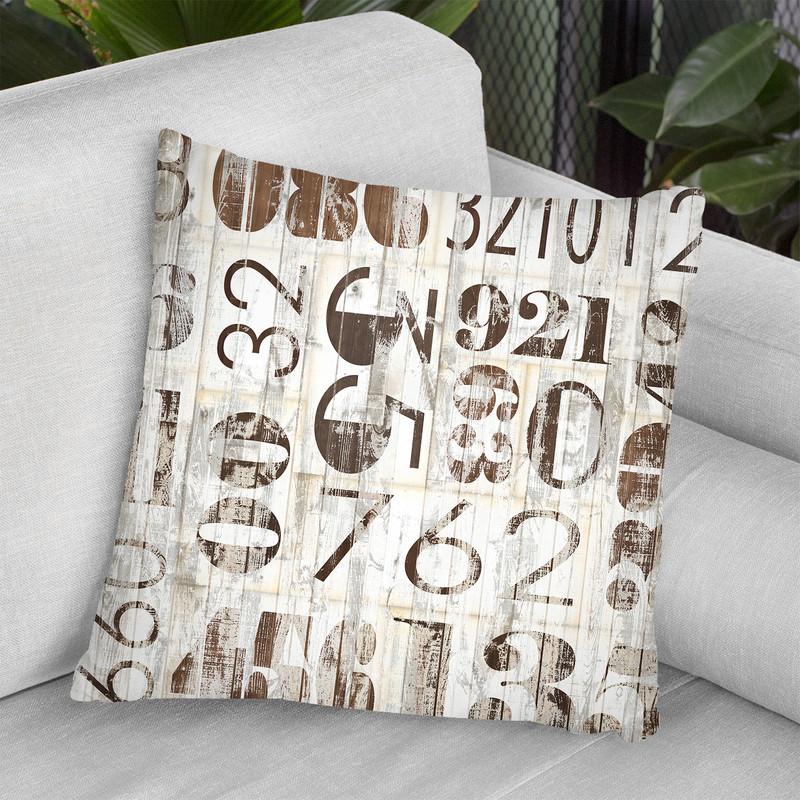 Weathered Numbers I Throw Pillow By World Art Group