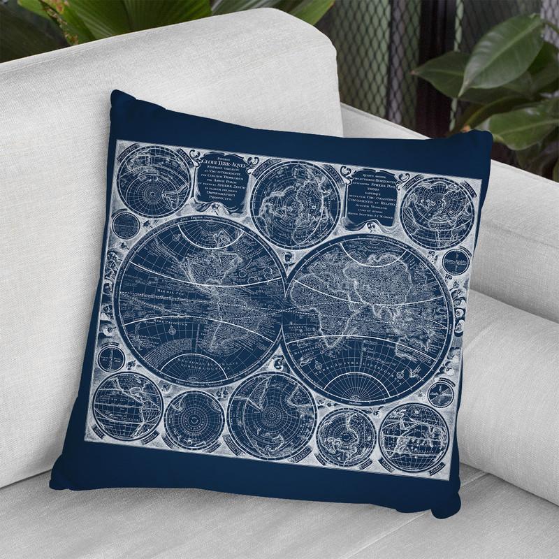 World Globes Blueprint Throw Pillow By World Art Group