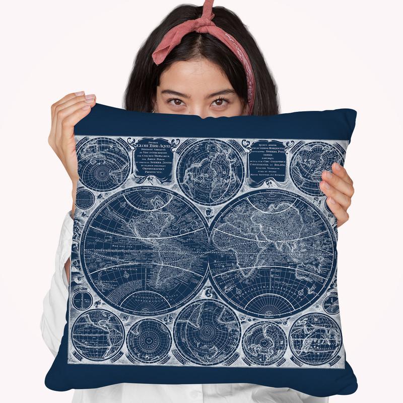 World Globes Blueprint Throw Pillow By World Art Group