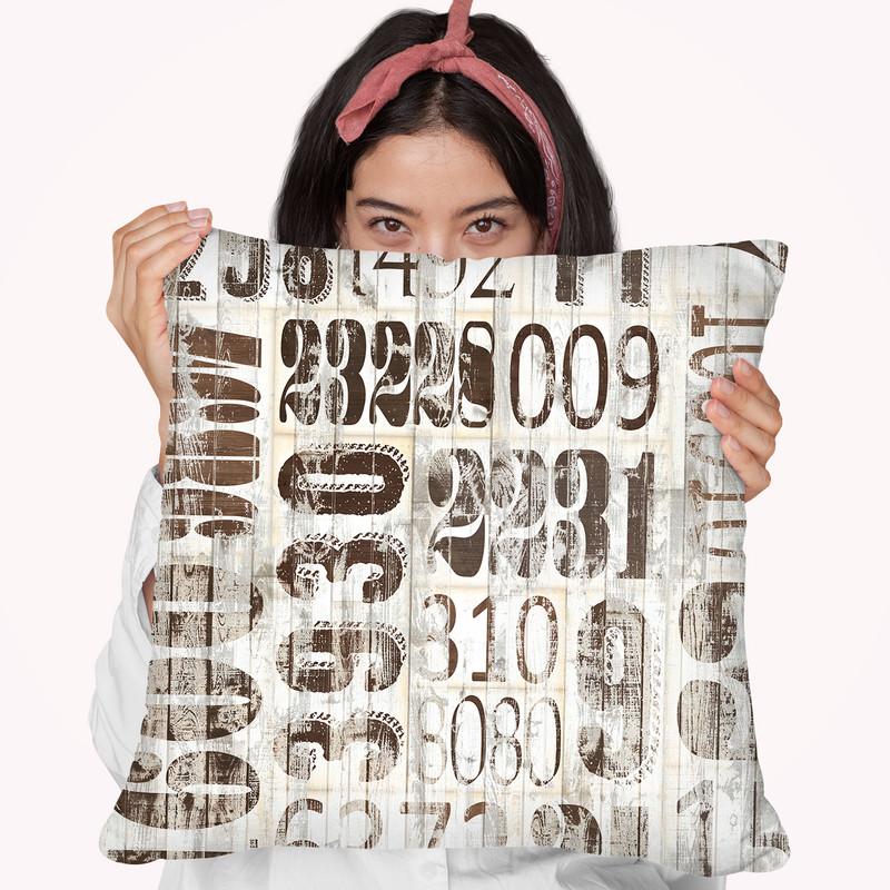 Weathered Numbers Ii Throw Pillow By World Art Group