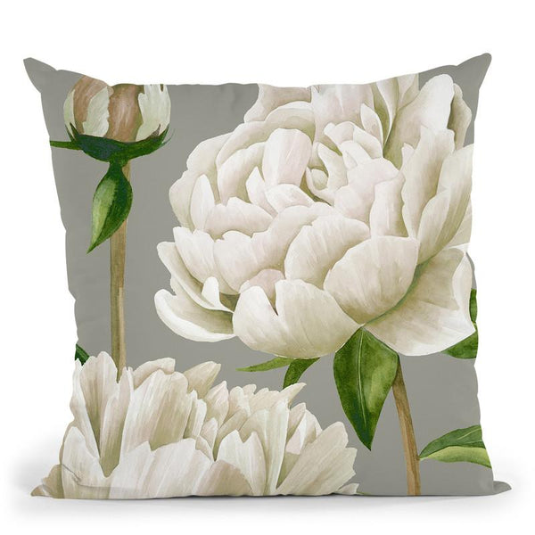 White Peonies I Throw Pillow By World Art Group
