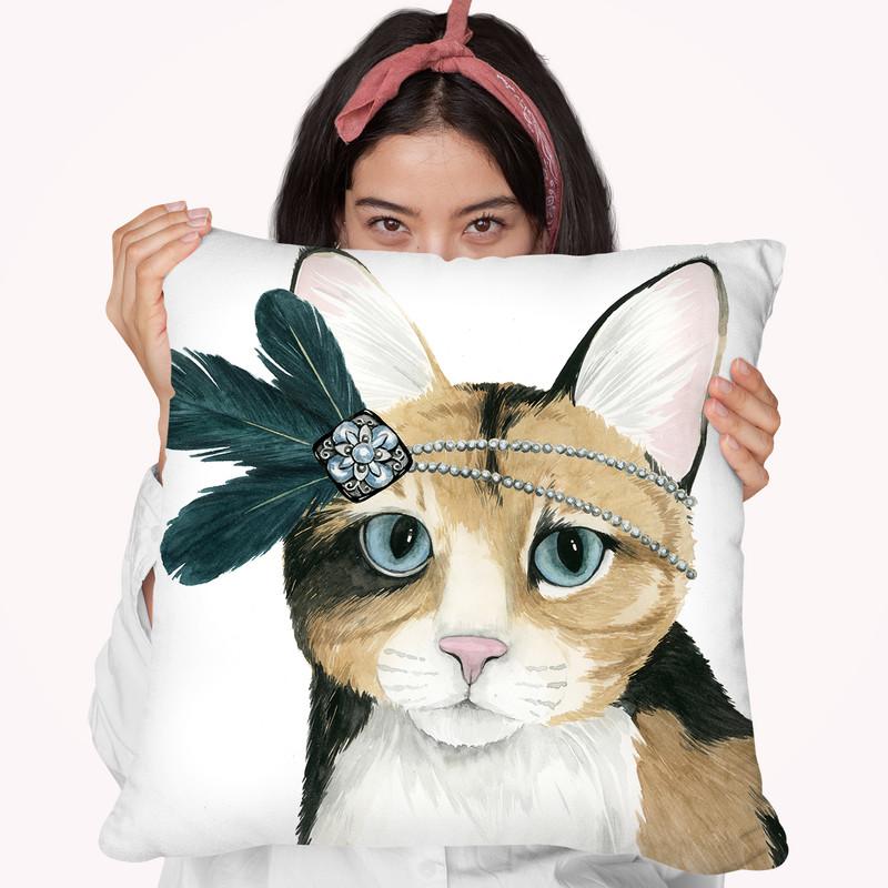 Downton Cat Ii Throw Pillow By World Art Group