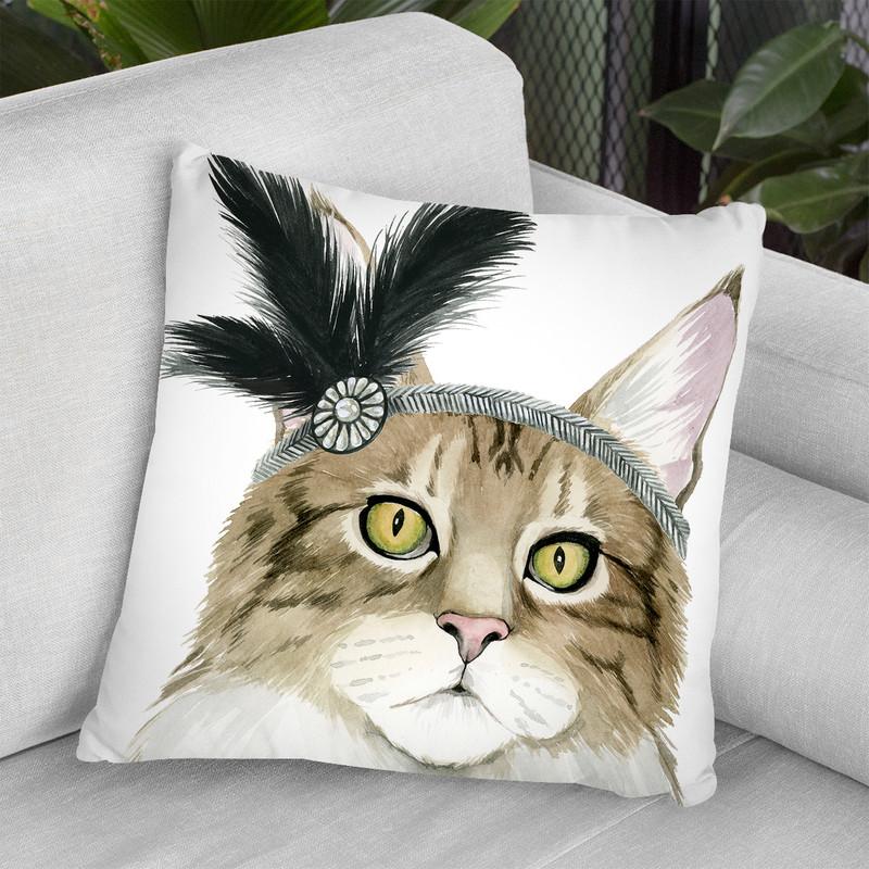Downton Cat Iv Throw Pillow By World Art Group