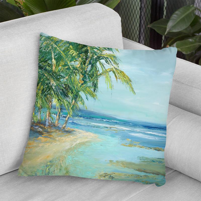 Blue Coastal Lagoon Throw Pillow By World Art Group