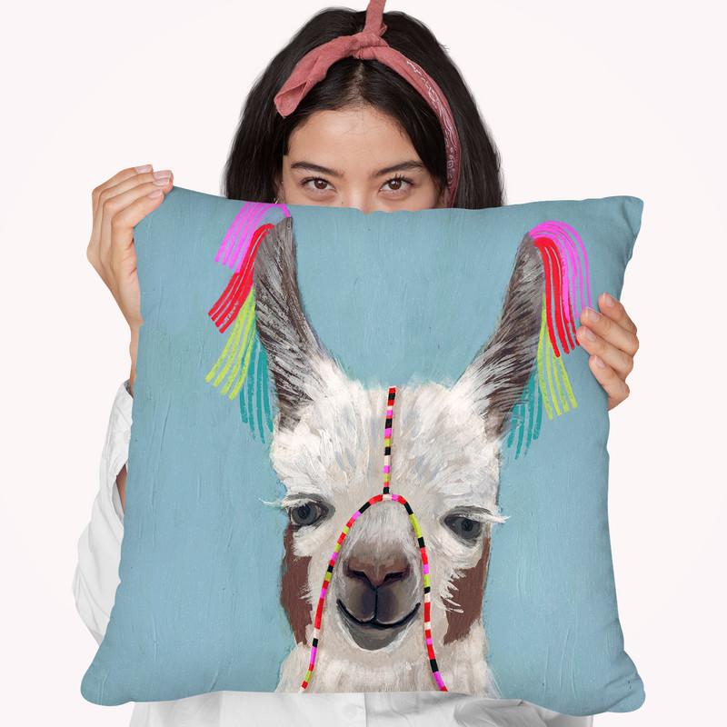 Adorned Llama I Throw Pillow By World Art Group