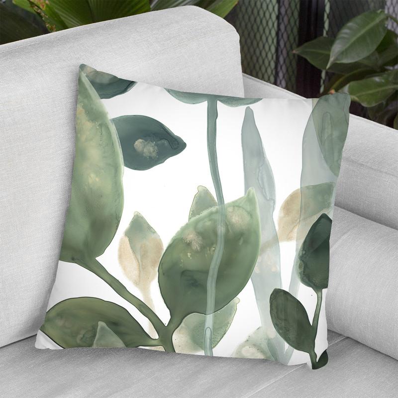 Water Leaves I Throw Pillow By World Art Group