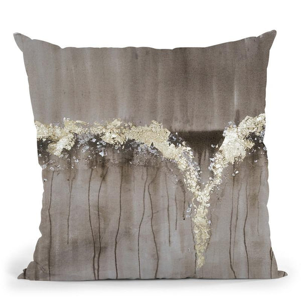 Champagne & Gold Falls Throw Pillow By World Art Group