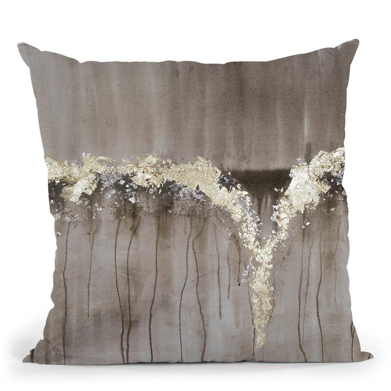 Champagne & Gold Falls Throw Pillow By World Art Group