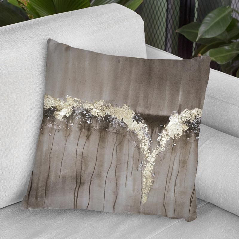 Champagne & Gold Falls Throw Pillow By World Art Group