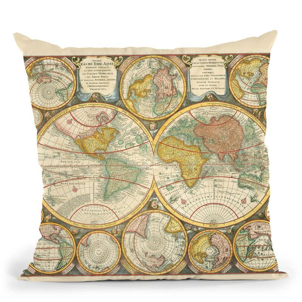 Antique World Globes Throw Pillow By World Art Group