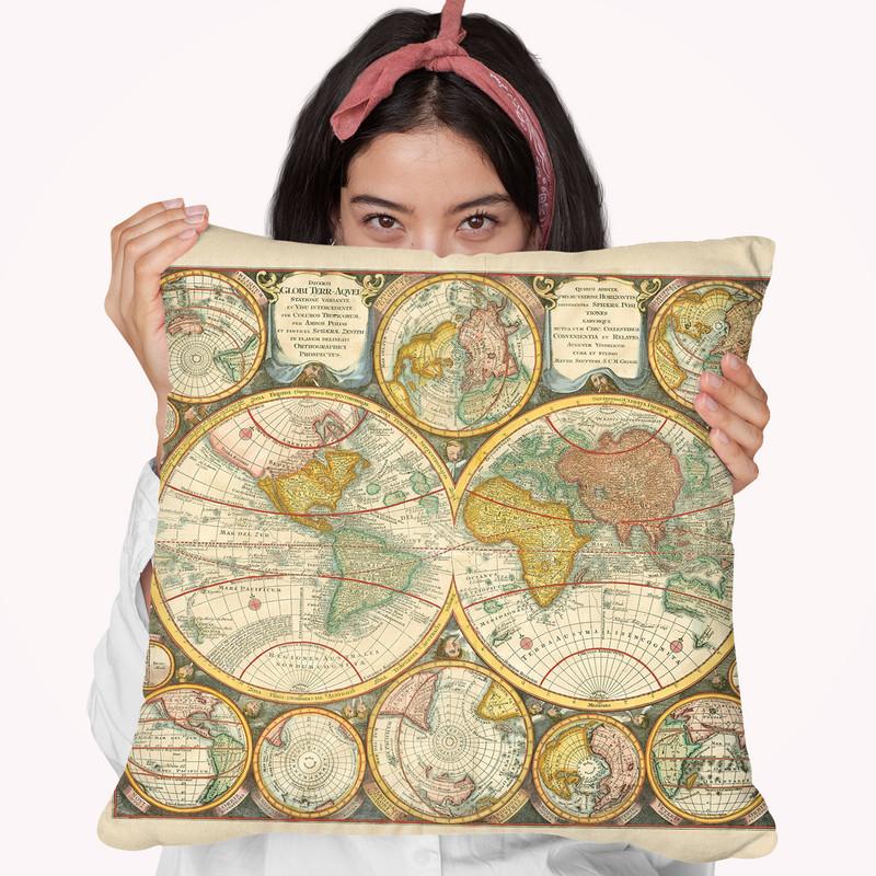 Antique World Globes Throw Pillow By World Art Group