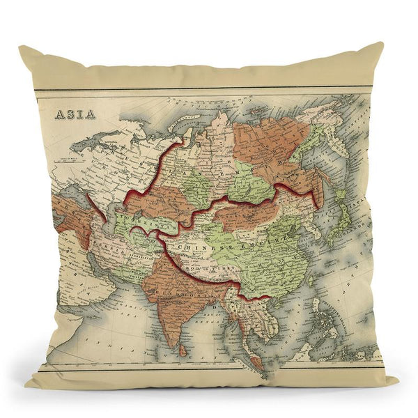 Antique Map Of Asia Throw Pillow By World Art Group