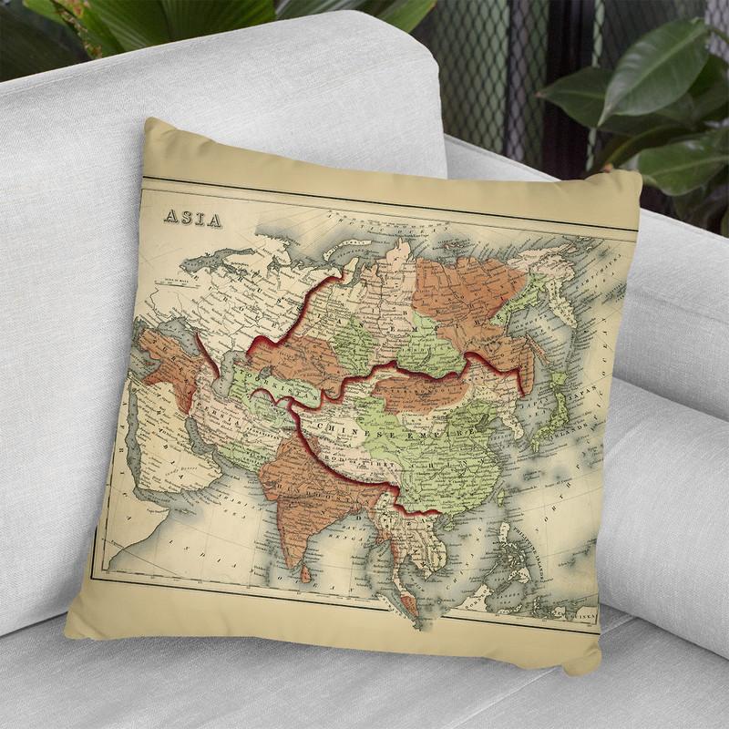 Antique Map Of Asia Throw Pillow By World Art Group