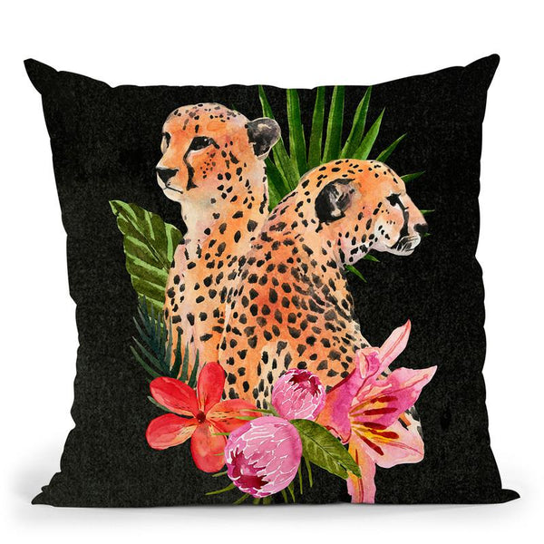 Cheetah Bouquet I Throw Pillow By World Art Group
