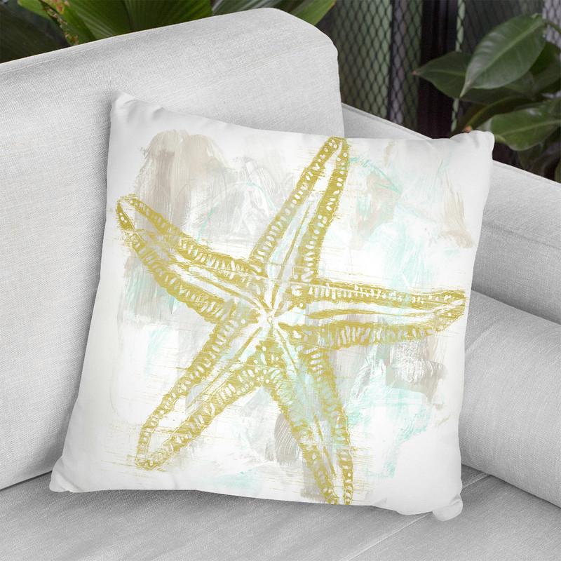 Seaside Blockprints Iv Throw Pillow By World Art Group