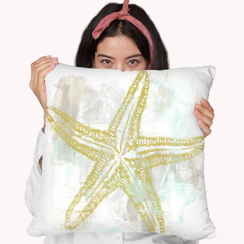 Seaside Blockprints Iv Throw Pillow By World Art Group