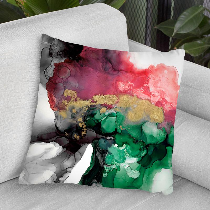 Emerald & Coral Expression I Throw Pillow By World Art Group