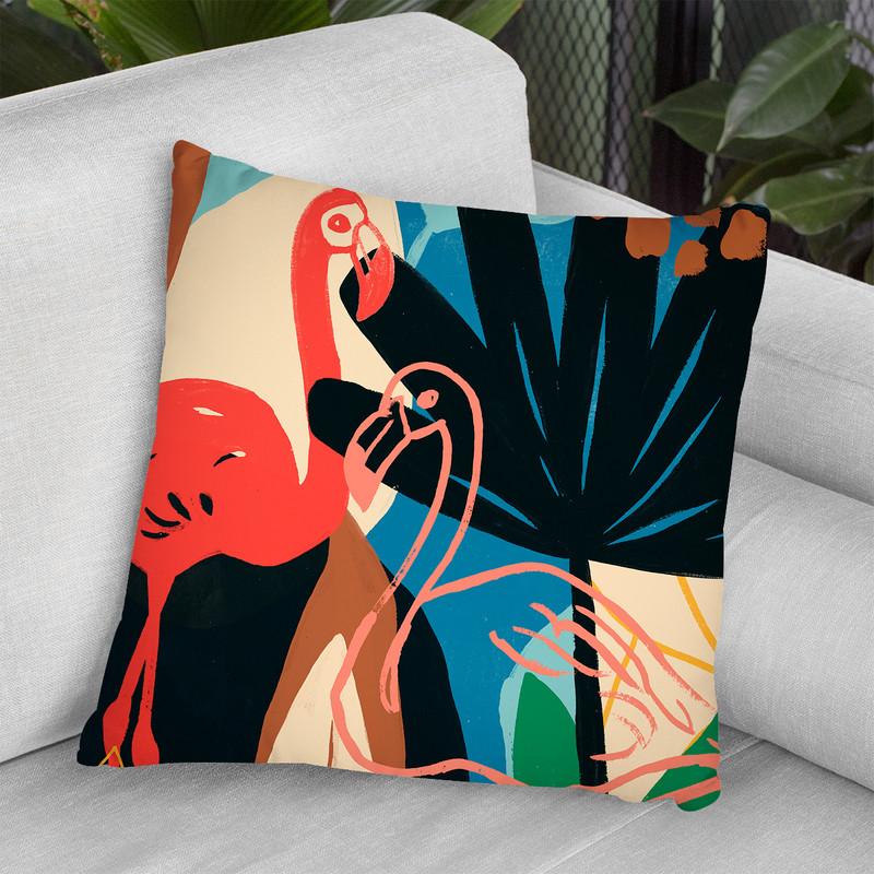 Funky Flamingo I Throw Pillow By World Art Group