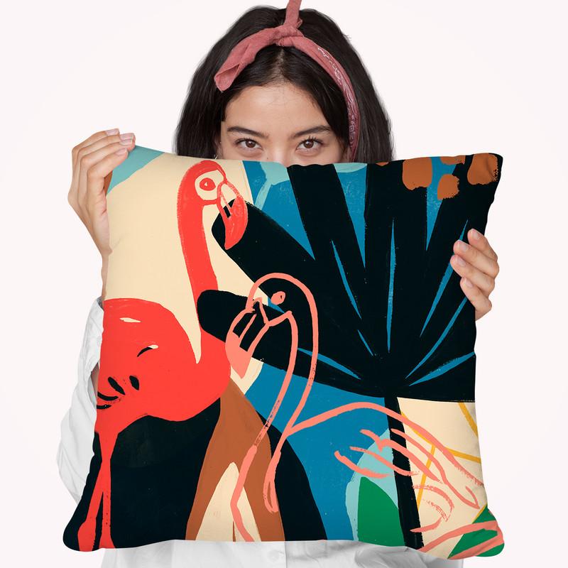 Funky Flamingo I Throw Pillow By World Art Group