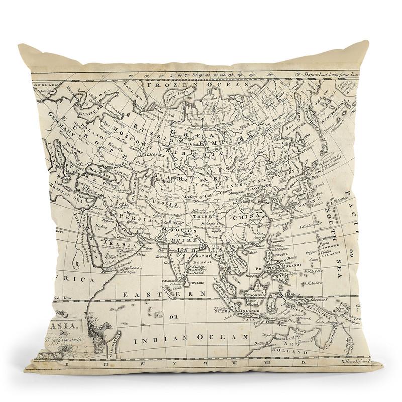 Map Of Asia Throw Pillow By World Art Group