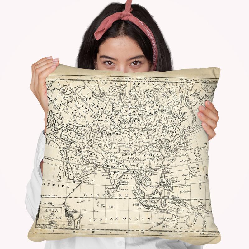 Map Of Asia Throw Pillow By World Art Group